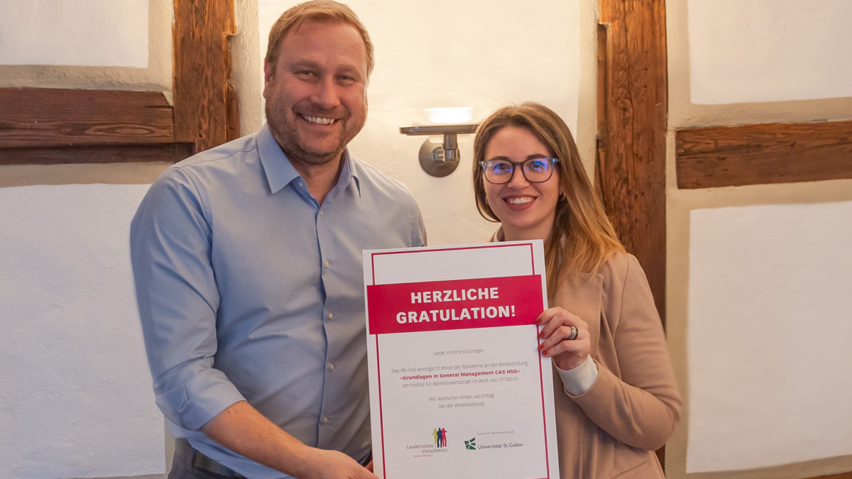 Viertes Stipendium für Leaderinnen Ostschweiz vergeben