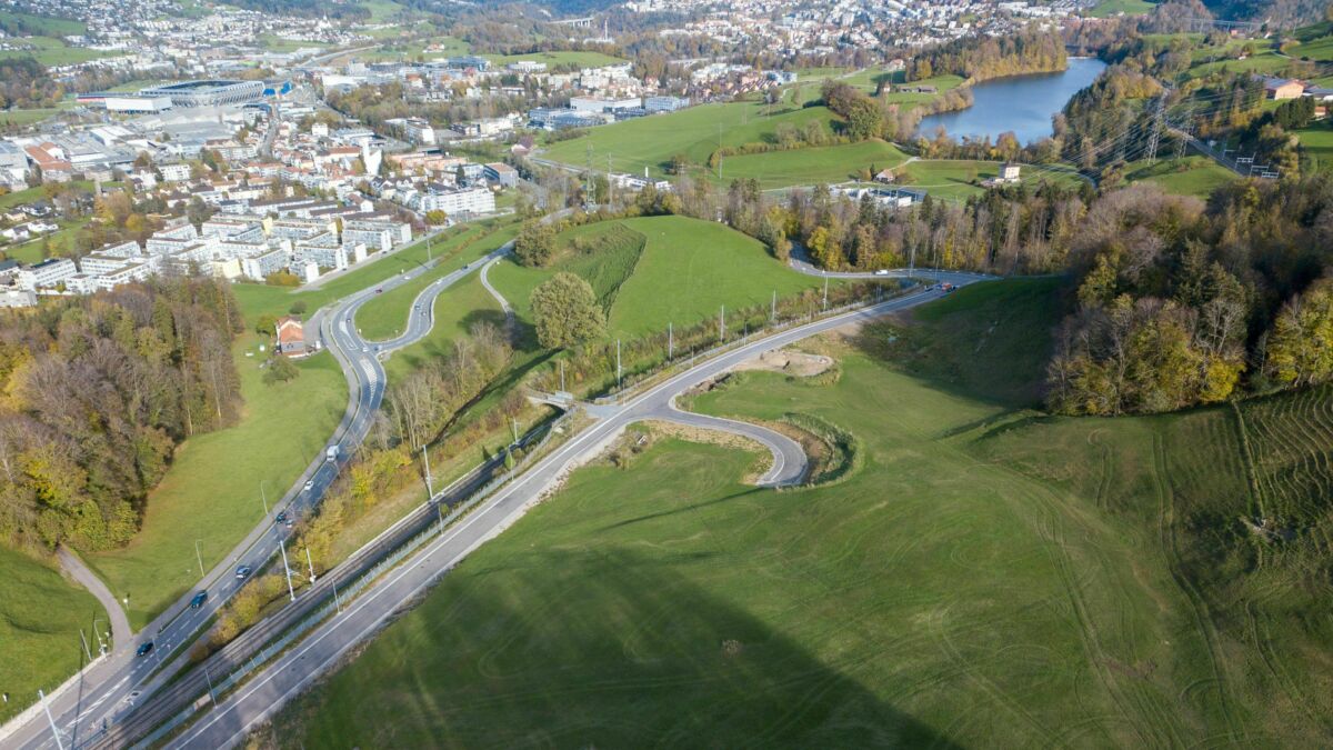 Die Bauparzelle Nordhalden mit Blick auf St.Gallen Winkeln