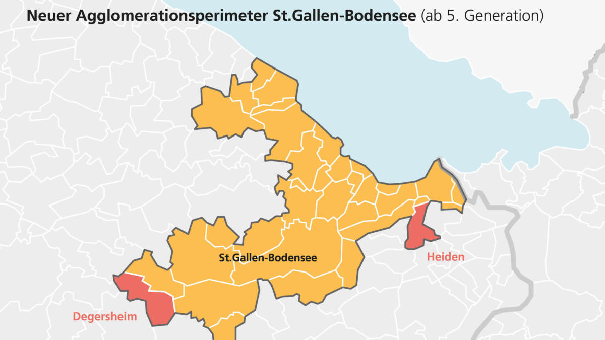 Abb.2: Der neue Perimeter der Agglomeration St.Gallen-Bodensee, mit Degersheim und Heiden.