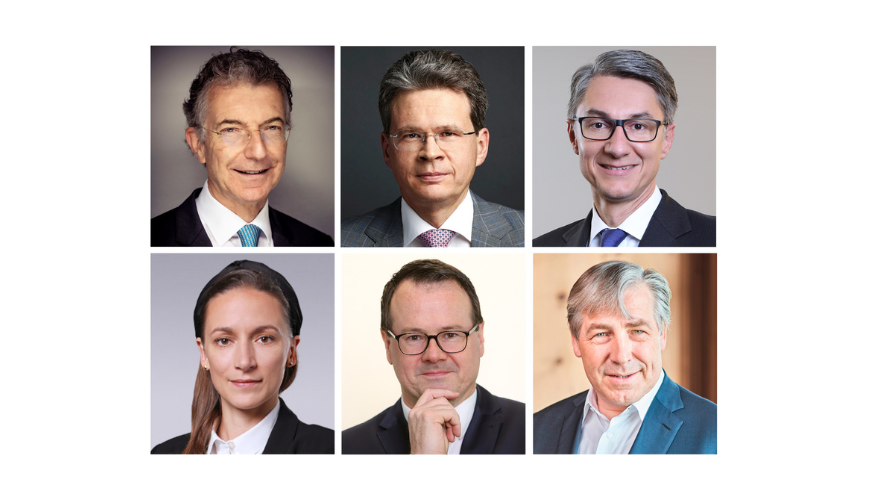 Christoph Heusgen, Zeno Staub, Roland Matt, Gisela Bergmann, Thomas Zweifelhofer, Roland Matt und Klaus Wellershoff.