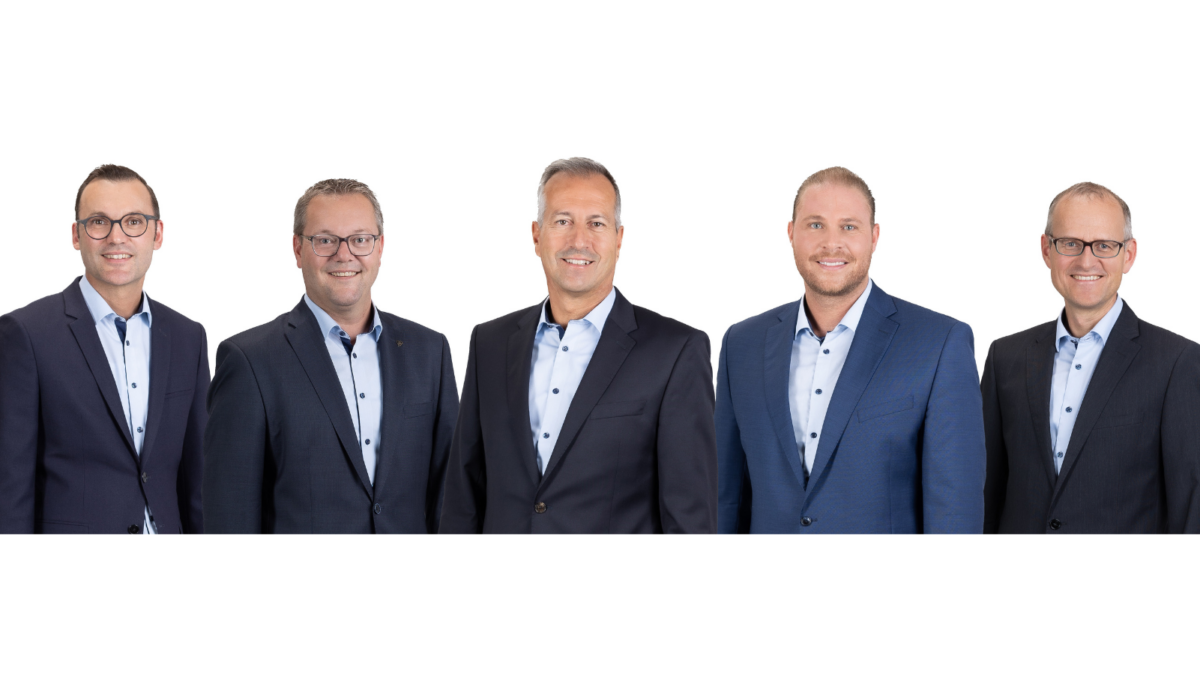 Die Geschäftsleitung: Adrian Knechtle, Urs Schneider, René Bognar, Markus Ehret und Urs Handermann