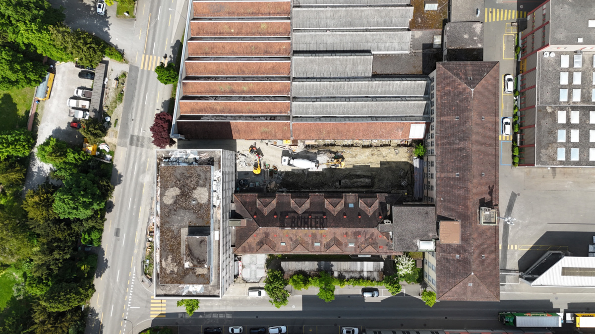 Aktueller Zustand Teil des Mahlwerk Uzwil, Perspektive von oben