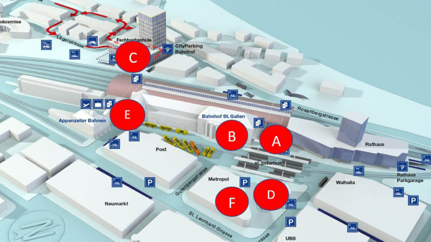 An diesen Standorten rund um den St.Galler Hauptbahnhof machen IT rockt! und verschiedene Ostschweizer Partner am 29. September Digitalisierung erlebbar.