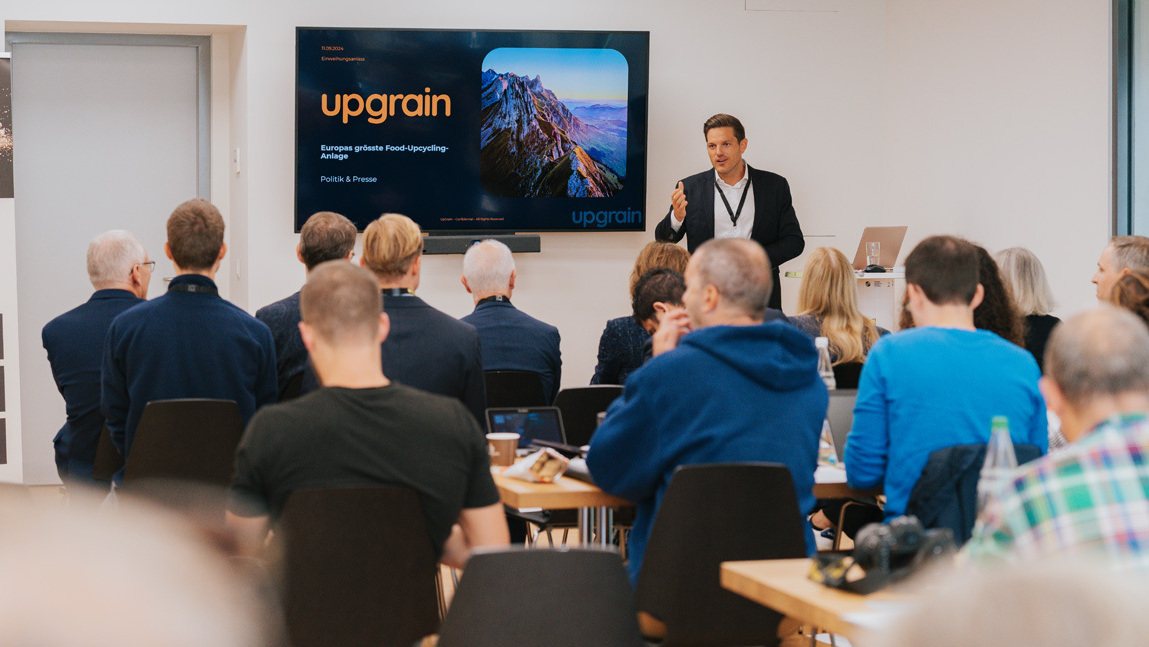 Upgrain-CEO Vincent Vida bei der Präsentation seines Unternehmens.