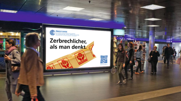 Agentur am Flughafen kreiert ersten Streuwurf für Fragile Suisse